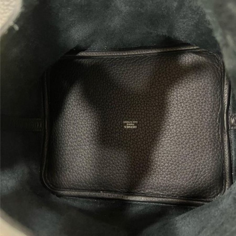 東區正精品㊣ HERMES PICOTIN 22 愛馬仕黑色銀釦水桶袋包鎖頭包手提包菜籃子 W刻 RZ6545-4