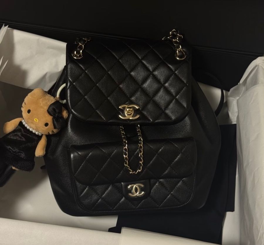 Chanel duma 中號 全新 全配 黑色-0