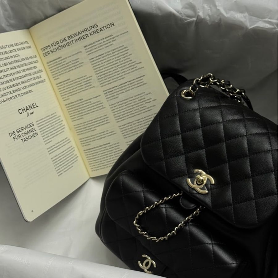 Chanel duma 中號 全新 全配 黑色-1