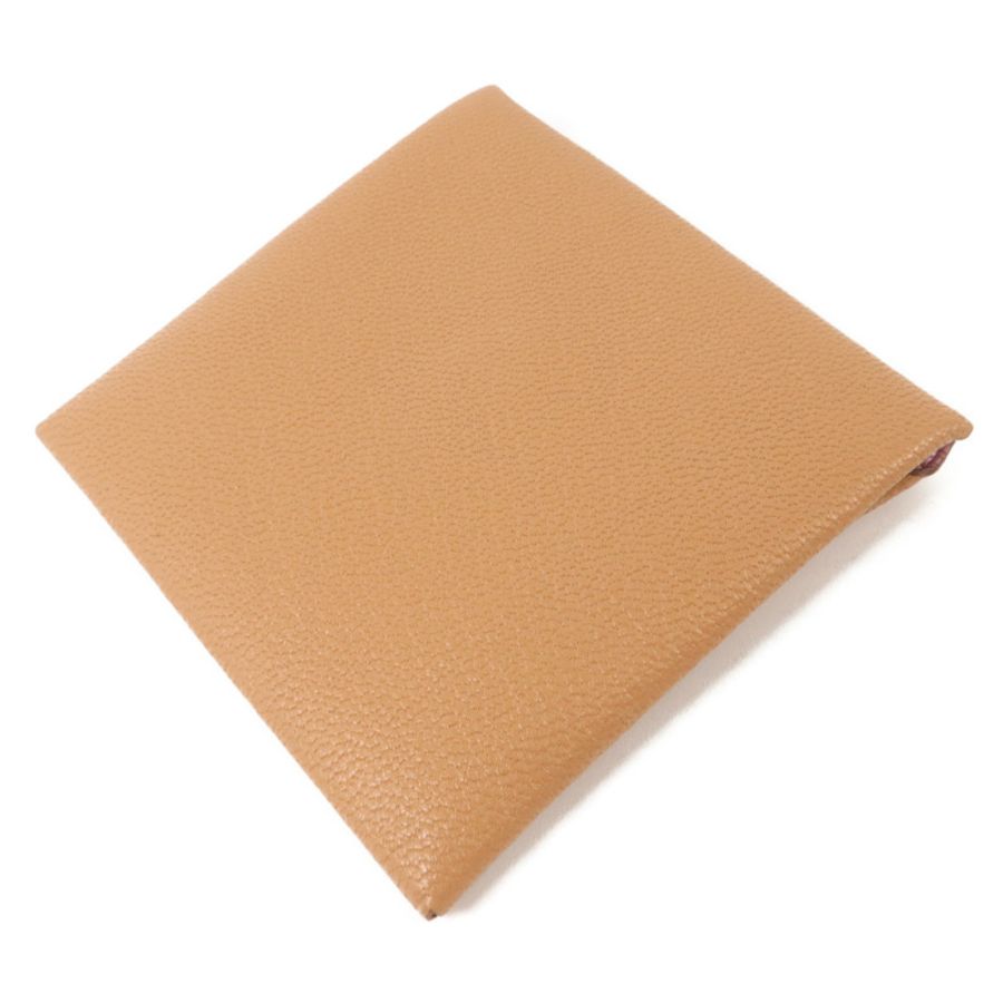 HERMES Chevre皮革/Mysore皮革Bastia零錢包Quebracho/Mauve Sylvestre-3