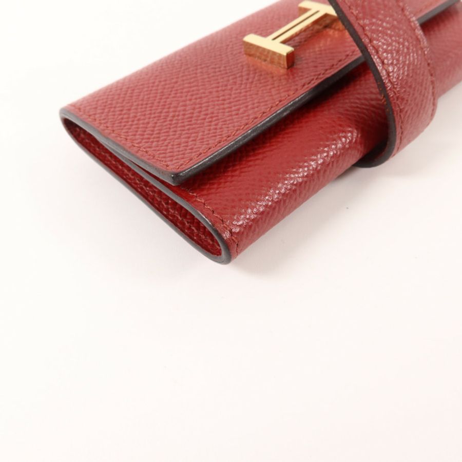 HERMES Epsom皮革Bearn Key Case鎖匙包Rouge H-10