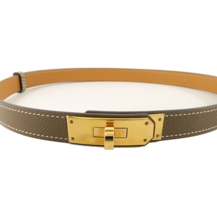 HERMES Epsom皮革Kelly Belt皮帶Etoupe-2