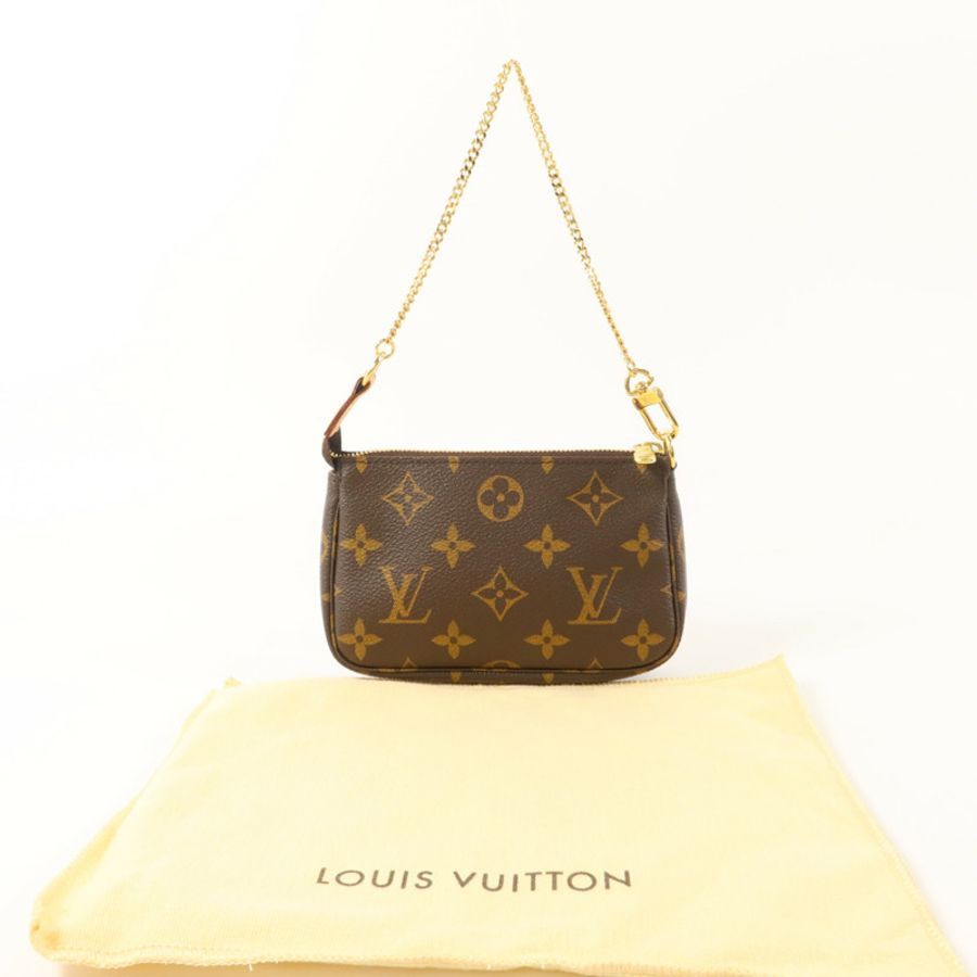 LOUIS VUITTON Monogram Mini Pochette Accessoires金扣手挽袋-8