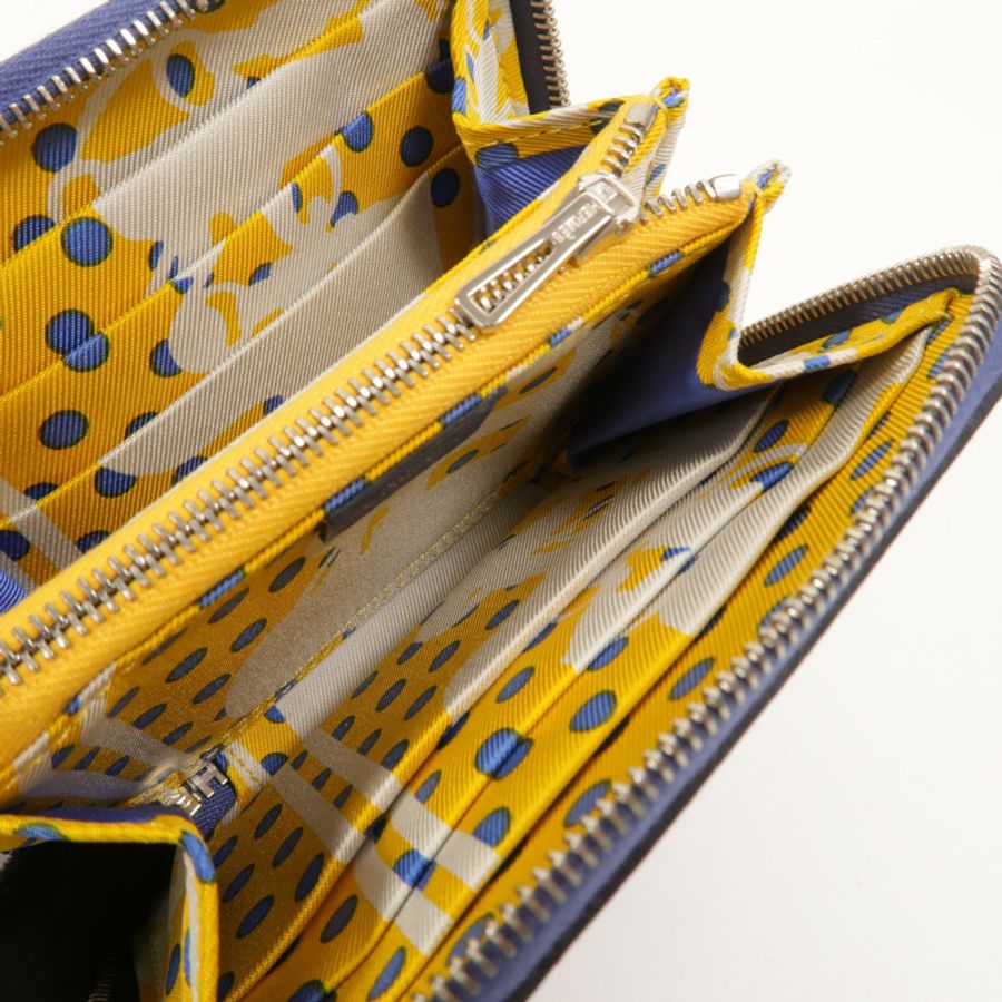 HERMES Epsom皮革Silk In Compact Wallet錢包Bleu Brighton-6