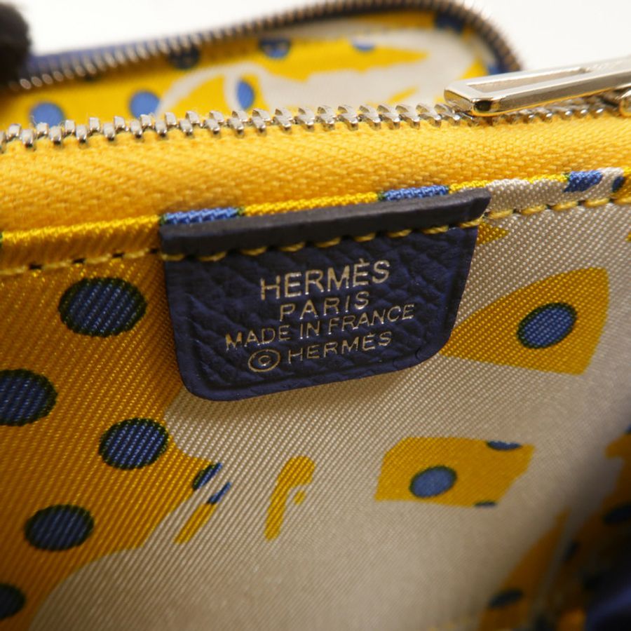 HERMES Epsom皮革Silk In Compact Wallet錢包Bleu Brighton-7