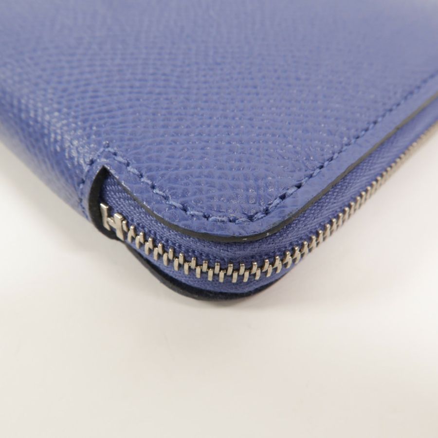 HERMES Epsom皮革Silk In Compact Wallet錢包Bleu Brighton-12