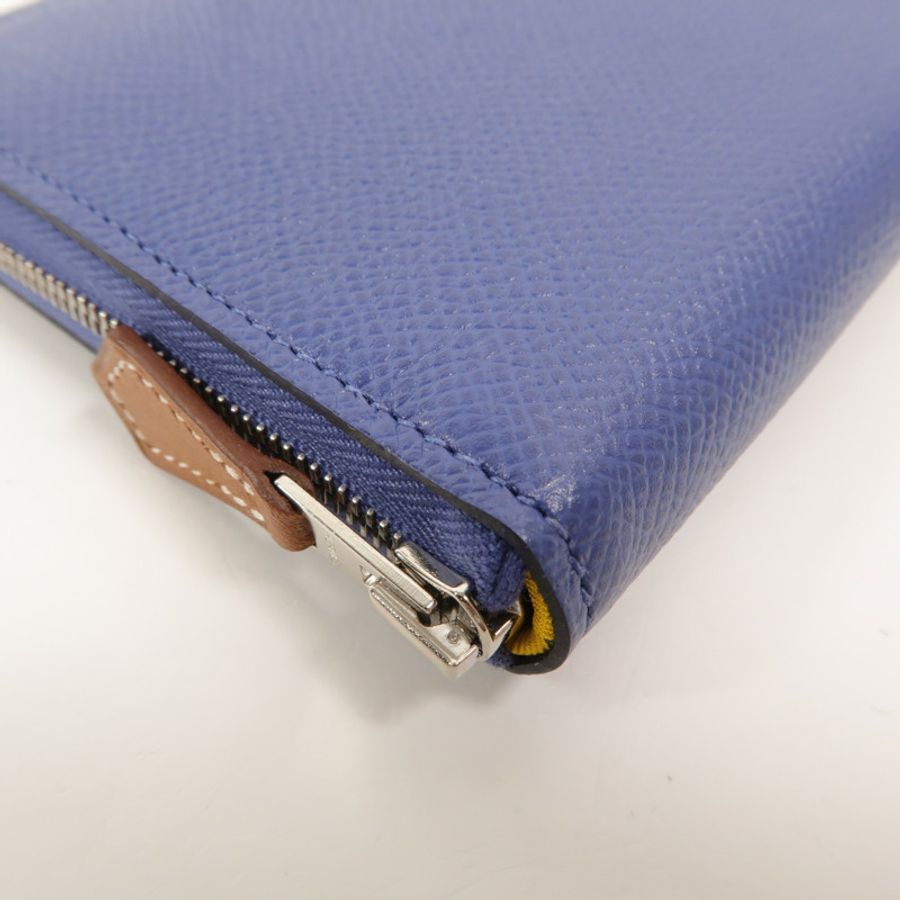HERMES Epsom皮革Silk In Compact Wallet錢包Bleu Brighton-13