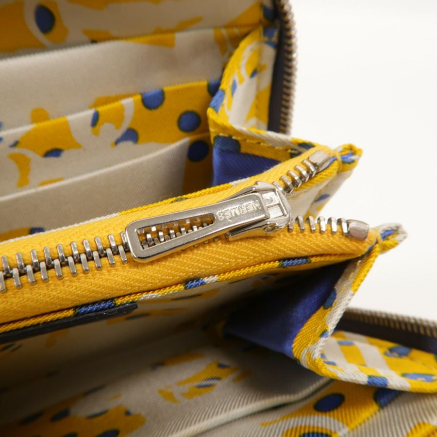 HERMES Epsom皮革Silk In Compact Wallet錢包Bleu Brighton-15