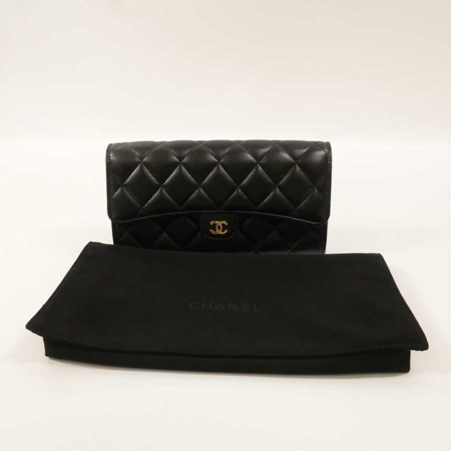 CHANEL 羊皮皮革Classic Flap Long Wallet長錢包-10