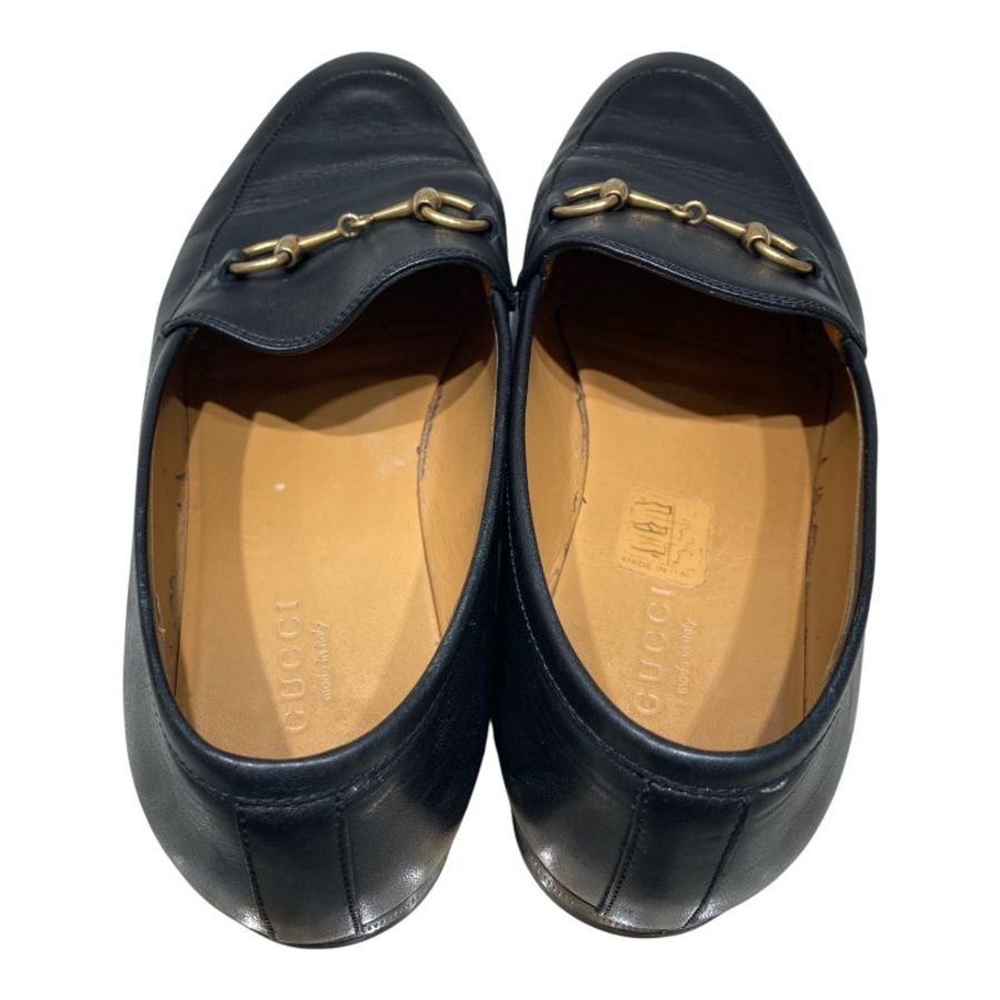 GUCCI 古馳 低跟金釦皮鞋 黑色 金釦 37-1