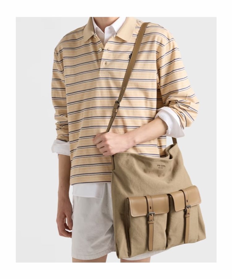 Prada 男士 Route帆布和皮革單肩包均碼碼38cm*40cm-5