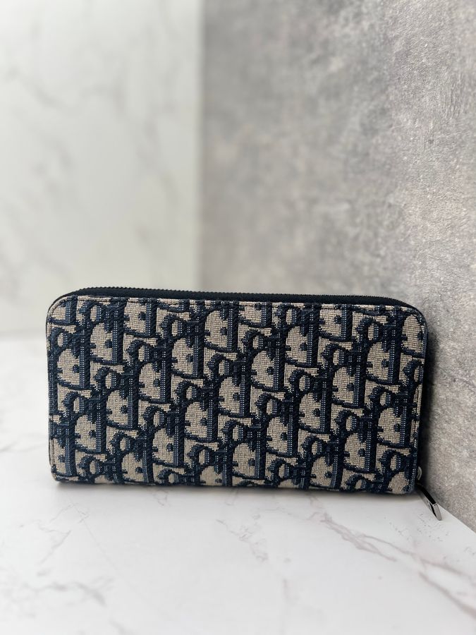 香緹國際精品 Dior DIOR 刺繡老花 拉鍊 長夾 1165-1