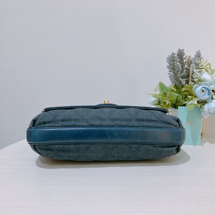 TK2111	香奈兒 牛仔布翻蓋包 Chanel Denim Classic Flap Bag 29cm with Gold Hardware-4