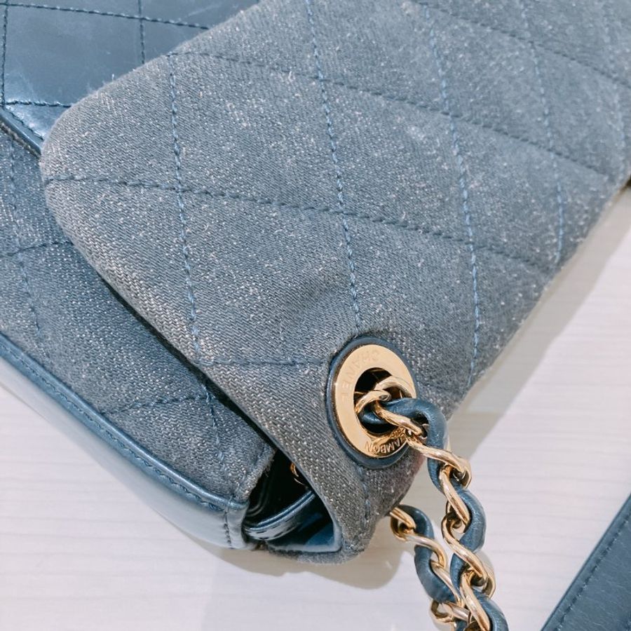 TK2111	香奈兒 牛仔布翻蓋包 Chanel Denim Classic Flap Bag 29cm with Gold Hardware-7