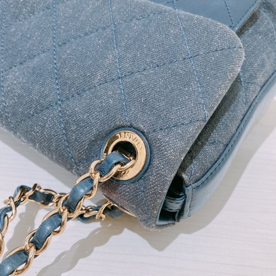 TK2111	香奈兒 牛仔布翻蓋包 Chanel Denim Classic Flap Bag 29cm with Gold Hardware-8