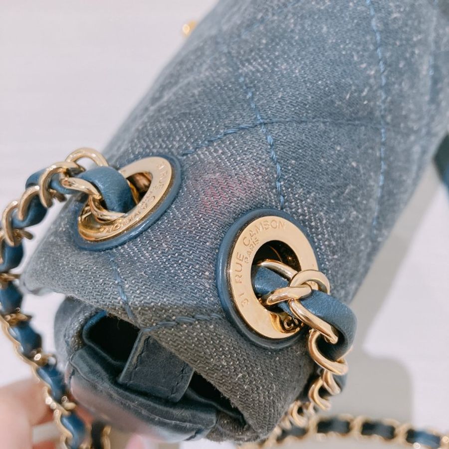 TK2111	香奈兒 牛仔布翻蓋包 Chanel Denim Classic Flap Bag 29cm with Gold Hardware-11