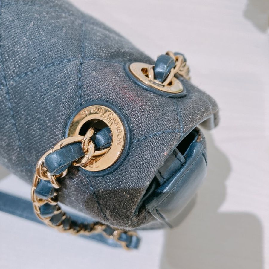 TK2111	香奈兒 牛仔布翻蓋包 Chanel Denim Classic Flap Bag 29cm with Gold Hardware-12