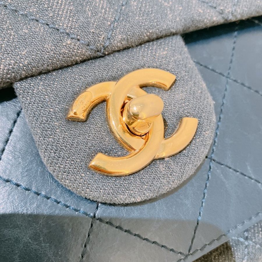 TK2111	香奈兒 牛仔布翻蓋包 Chanel Denim Classic Flap Bag 29cm with Gold Hardware-13
