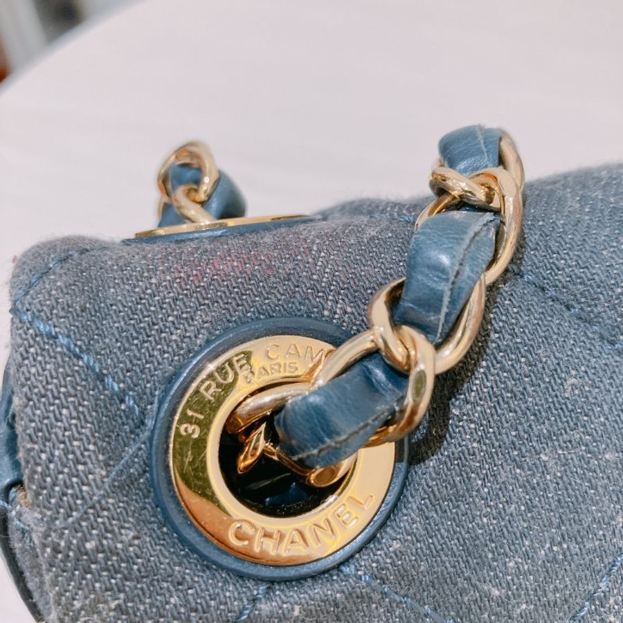 TK2111	香奈兒 牛仔布翻蓋包 Chanel Denim Classic Flap Bag 29cm with Gold Hardware-14