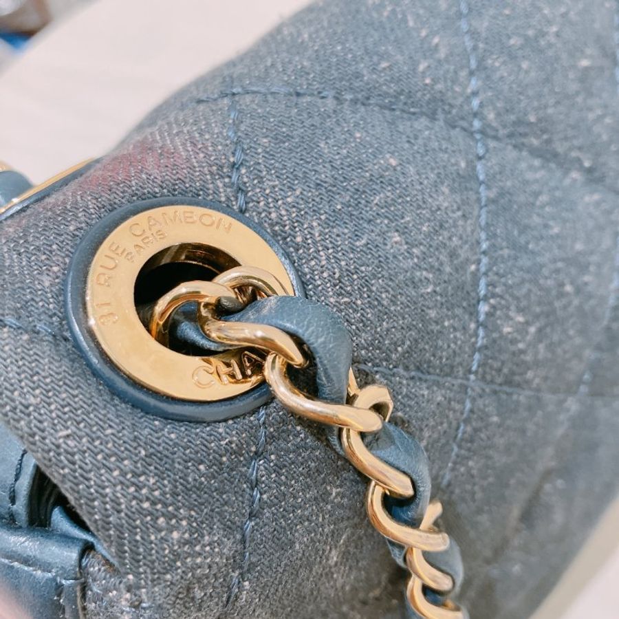 TK2111	香奈兒 牛仔布翻蓋包 Chanel Denim Classic Flap Bag 29cm with Gold Hardware-16
