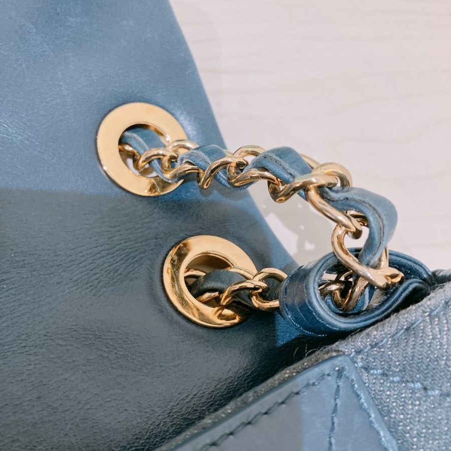 TK2111	香奈兒 牛仔布翻蓋包 Chanel Denim Classic Flap Bag 29cm with Gold Hardware-22