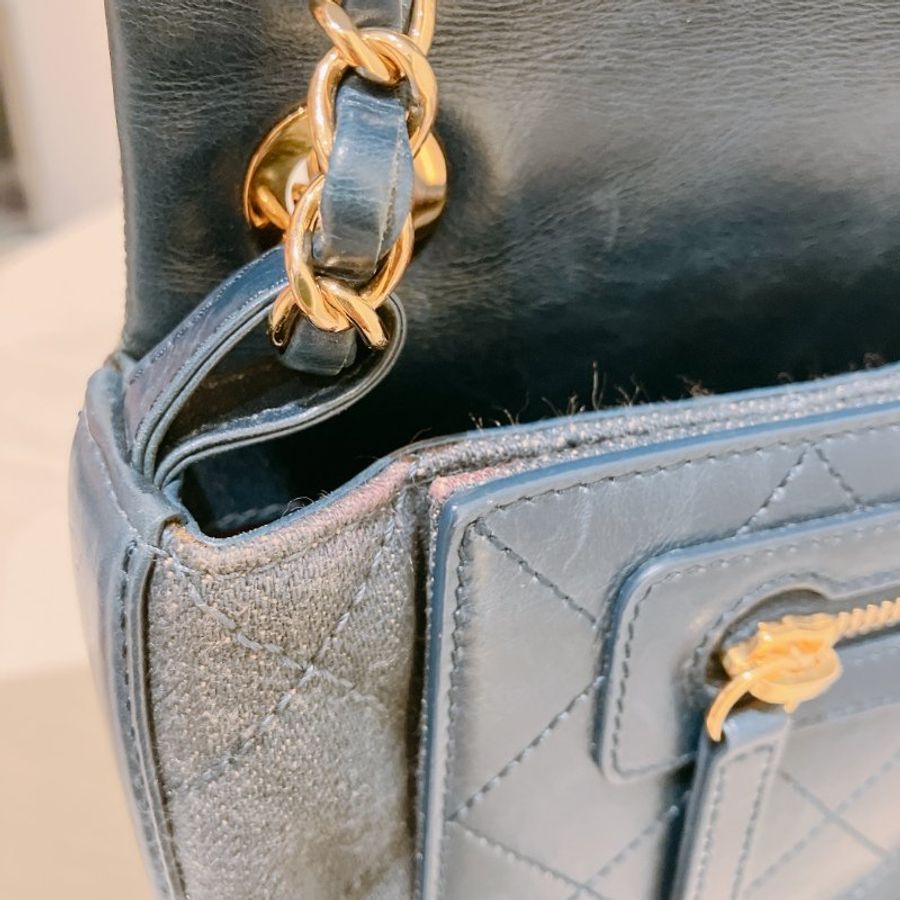 TK2111	香奈兒 牛仔布翻蓋包 Chanel Denim Classic Flap Bag 29cm with Gold Hardware-23