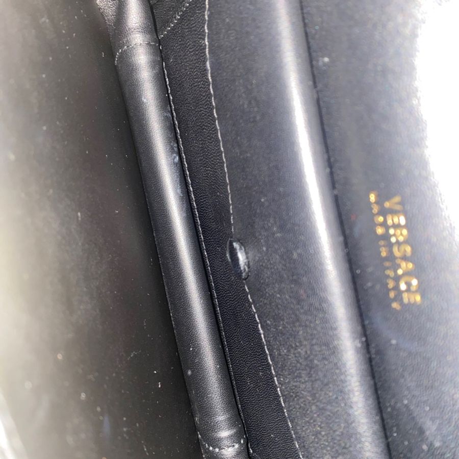 Versace/范思哲黑金全皮邮差手提单肩斜挎包-8