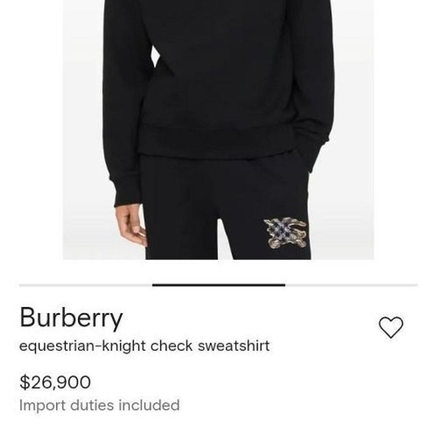 💎Han's house精品服飾💎Burberry 刺繡 格紋 戰馬 大學T 男女共穿 原價26900-1