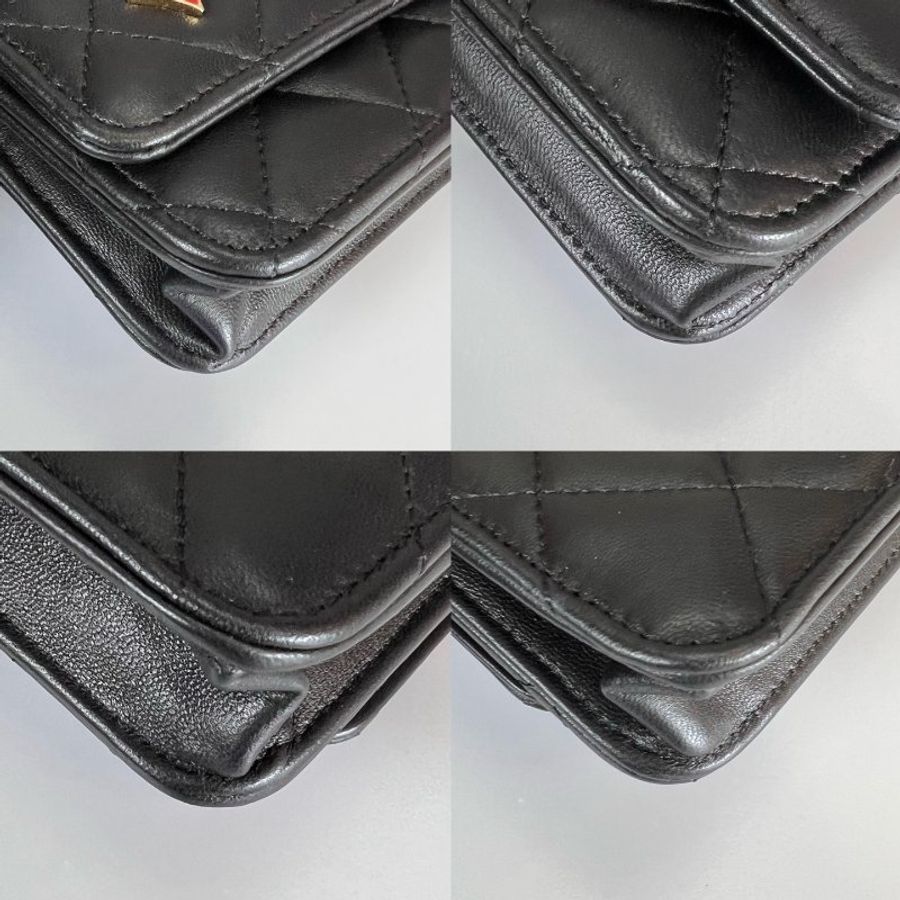 CHANEL 撲克牌菱格小羊皮WOC斜背包 晶片款/ AP3076-9