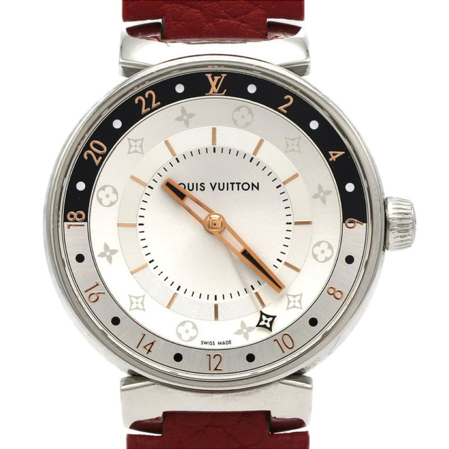 路易威登 Tambour Moon 雙時區 QA105 不鏽鋼石英錶-0