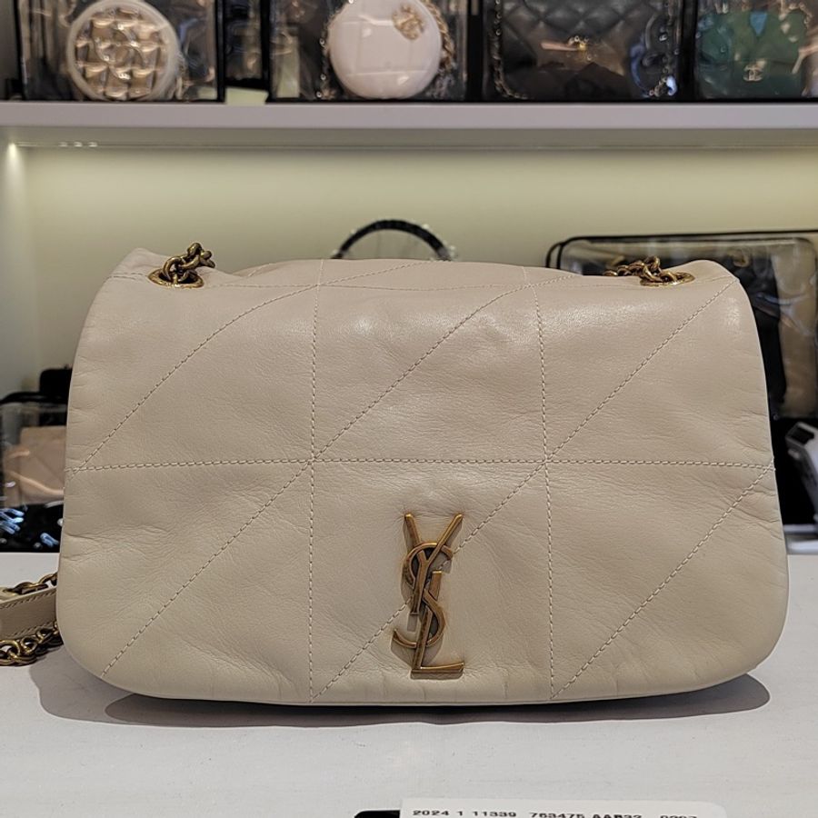 YSL聖羅蘭Jamie金標Logo鏈條包,奶白色小羊皮,中號,24編碼,輕鬆百搭,腋下單肩斜挎-7