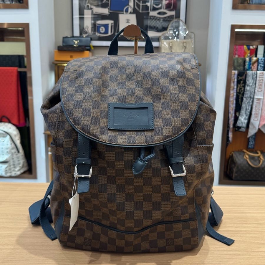 Louis Vuitton 路易威登Runner棕棋盤格雙肩背包，寬肩帶大容量帆布拼皮書包背包雙肩包  尺寸約：28x40x13cm-4