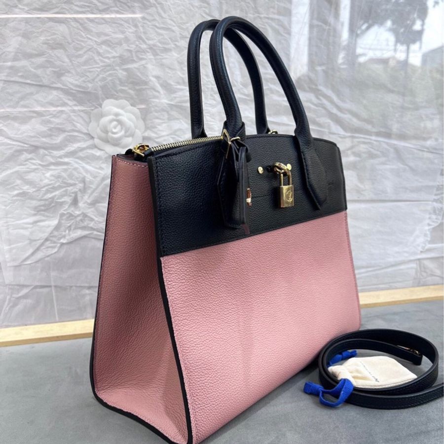 芯片款 LV路易威登CITY STEAMER 女士拼色手提包 可斜挎 98新 32*15cm-3