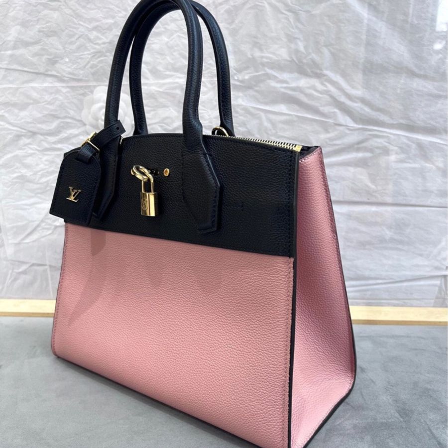 芯片款 LV路易威登CITY STEAMER 女士拼色手提包 可斜挎 98新 32*15cm-4