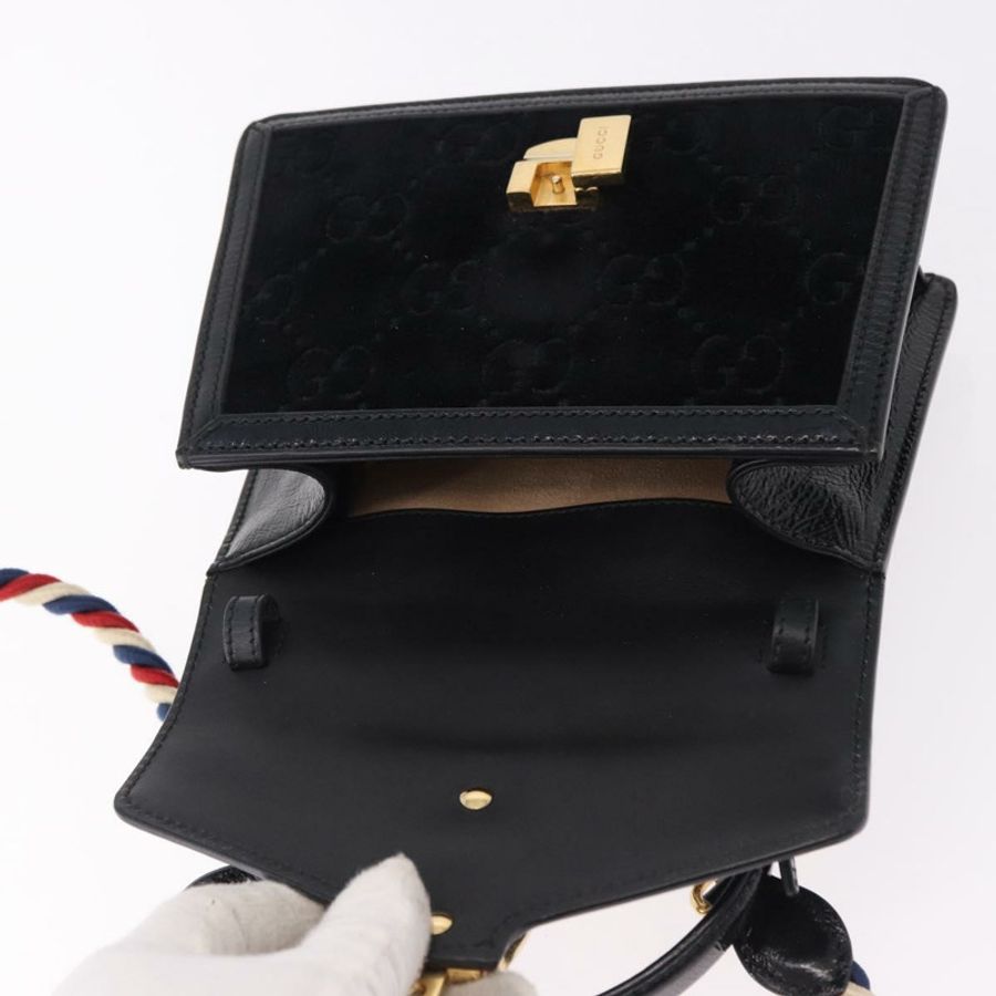 【日本直送】GUCCI GG帆布織帶雪莉線手袋 天鵝絨 兩用 黑色 金色 470270 正品 ep15093A-19