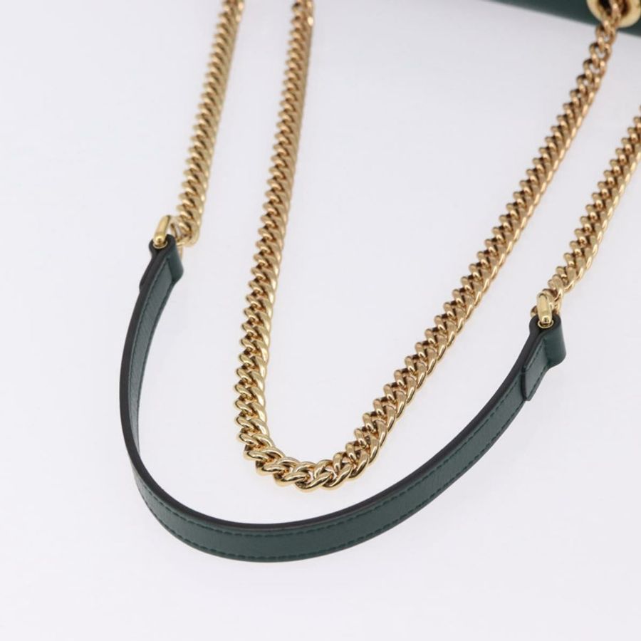 【日本直送】GUCCI Rajah 鏈條單肩包 皮革 綠色 金色 537241 正品 ka5294M-6
