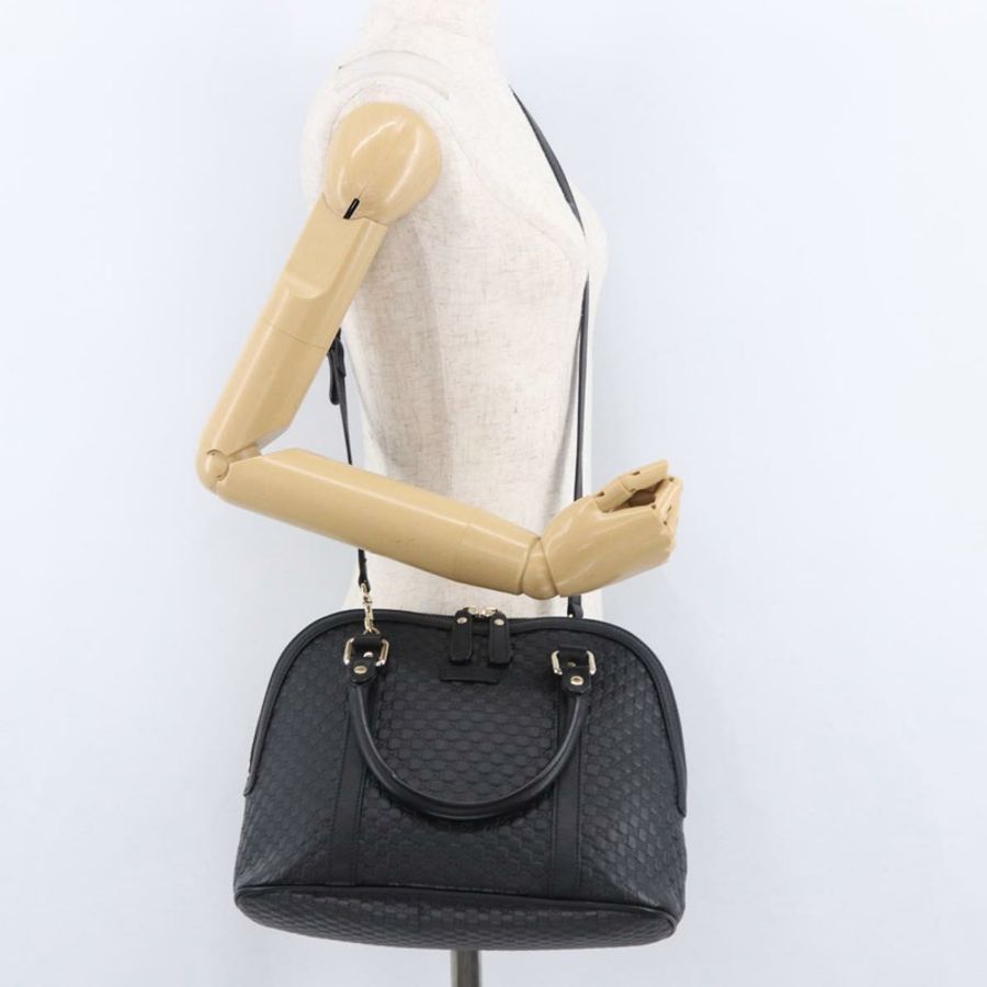 【日本直送】GUCCI Micro GG 帆布 Guccissima 皮革雙肩包 Outlet 黑色 Auth 192880V-25