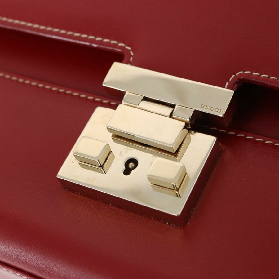 【日本直送】GUCCI Ready Lock 單肩包 皮革 紅色 金色 001 4214 Auth 192221V-19