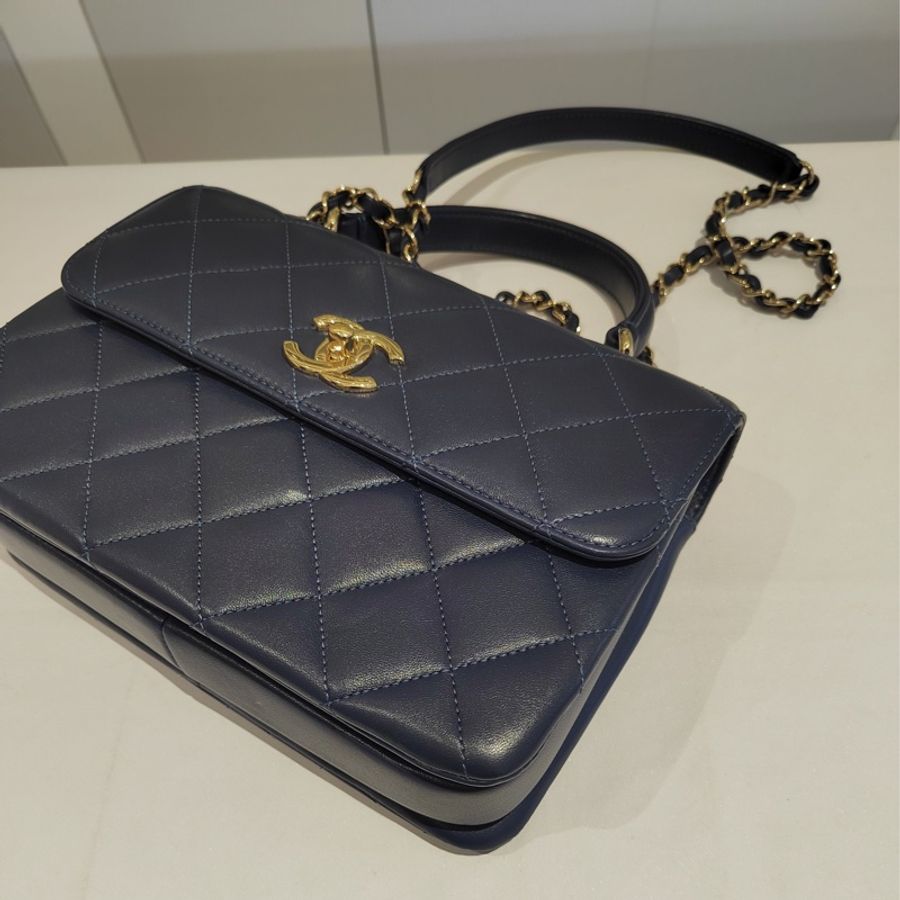 Chanel 香奈兒 trandy CC 經典藍黑尺寸:24x17x12cm-4