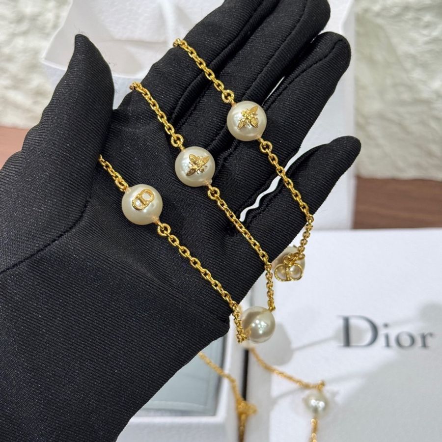 【撿漏價Full Set適合送禮👍🏻全網最便宜💫】Dior/迪奥 經典CD Logo 雙層珍珠項鏈 毛衣鏈-1