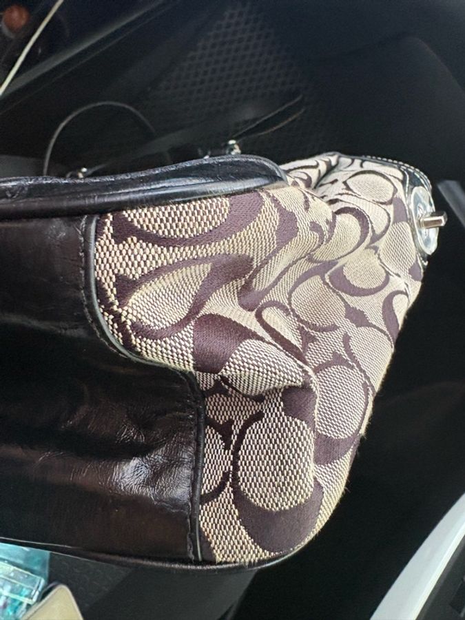 Coach vintage 黑灰色 老花托特單肩包-9