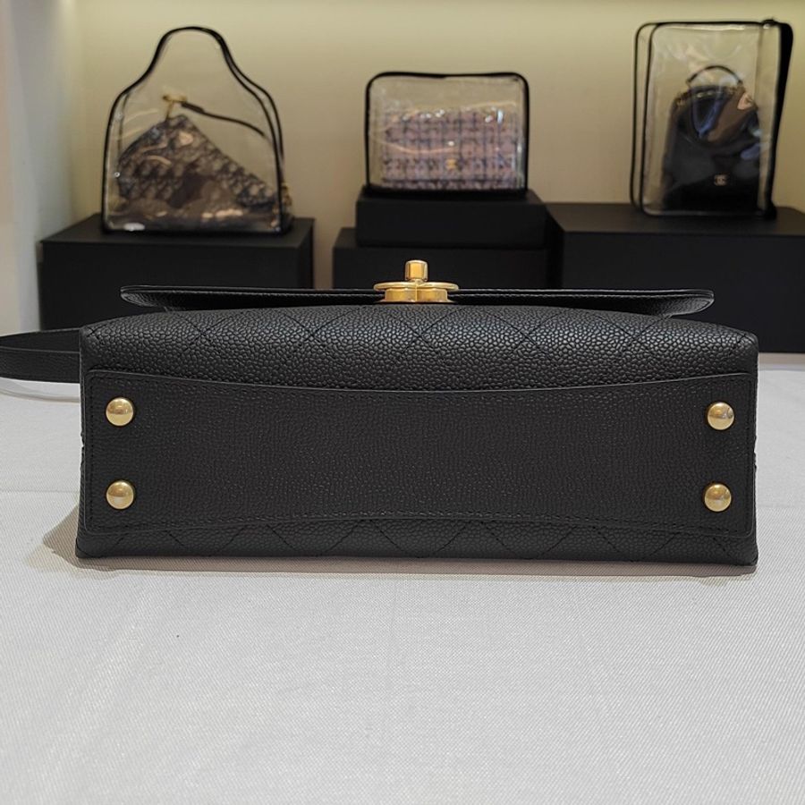 CHANEL香奈兒 Chic Affinity黑金荔枝皮鏈條包手提單肩斜挎包-2