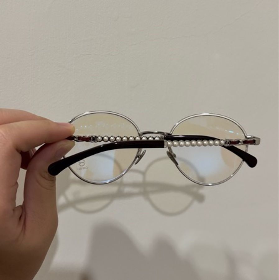 Chanel 復古造型 光學眼鏡 銀框x酒紅皮革-6