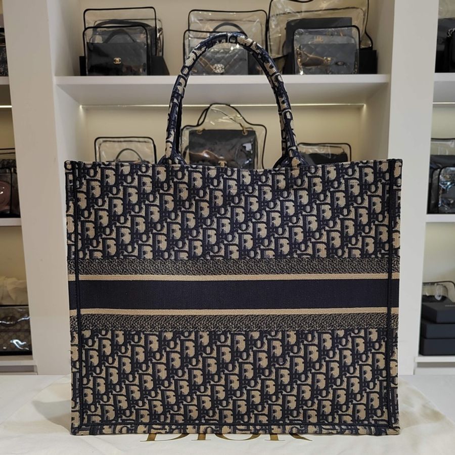 Dior迪奧經典藍色Oblique老花Book Tote大號老花托特包,尺寸:42*35cm,-1