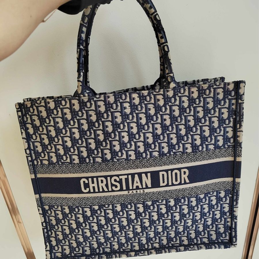 Dior迪奧經典藍色Oblique老花Book Tote大號老花托特包,尺寸:42*35cm,-5