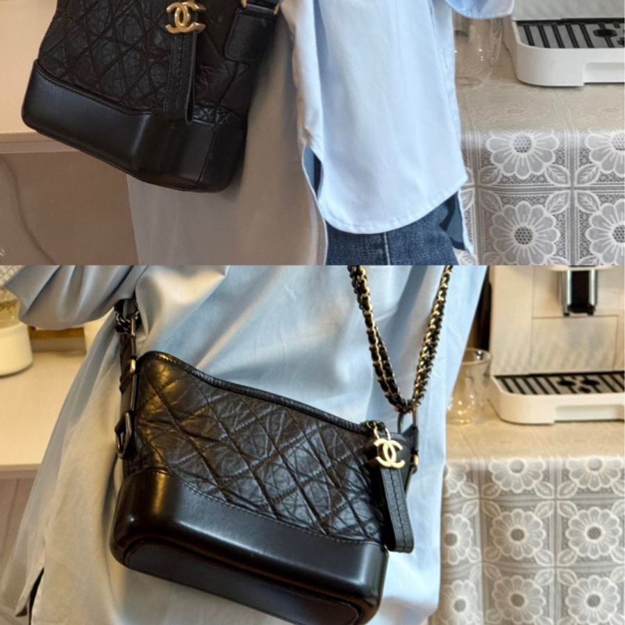【撿漏價Full Set適合送禮👍🏻全網最便宜💫】Chanel/香奈兒 流浪包 中號 黑金保值款-2