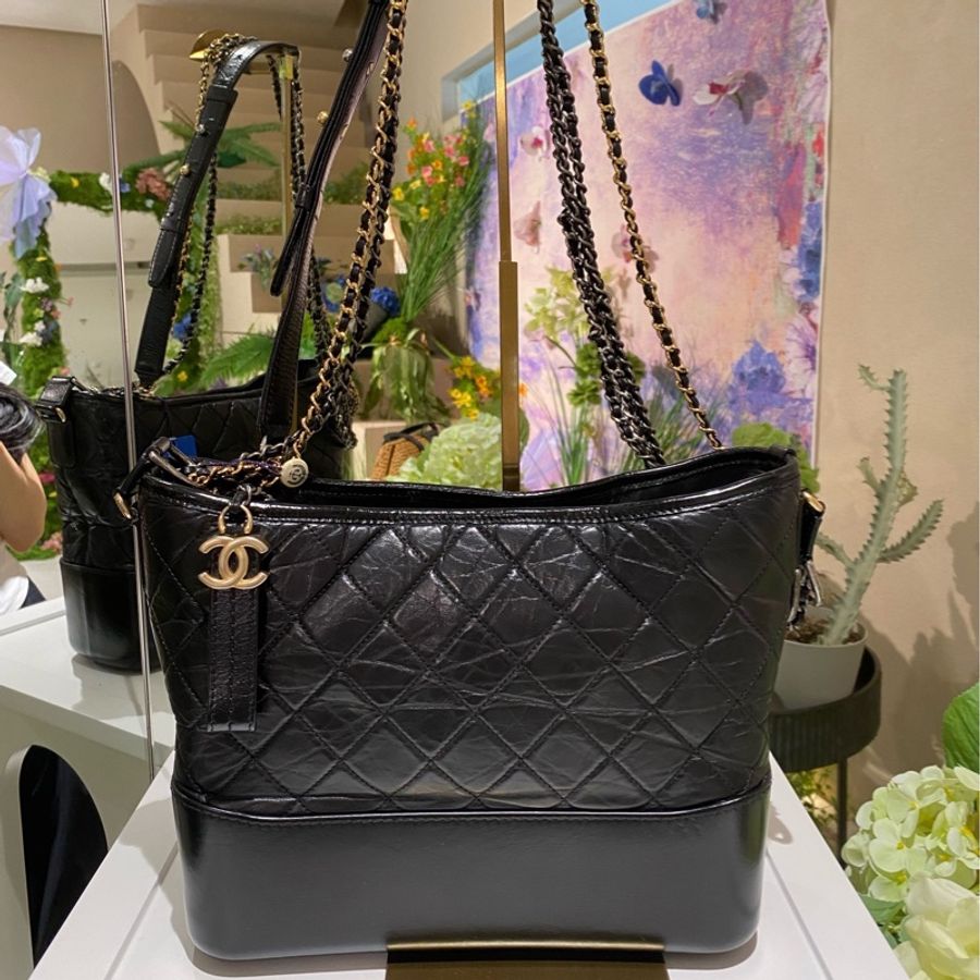 【撿漏價Full Set適合送禮👍🏻全網最便宜💫】Chanel/香奈兒 流浪包 中號 黑金保值款-3