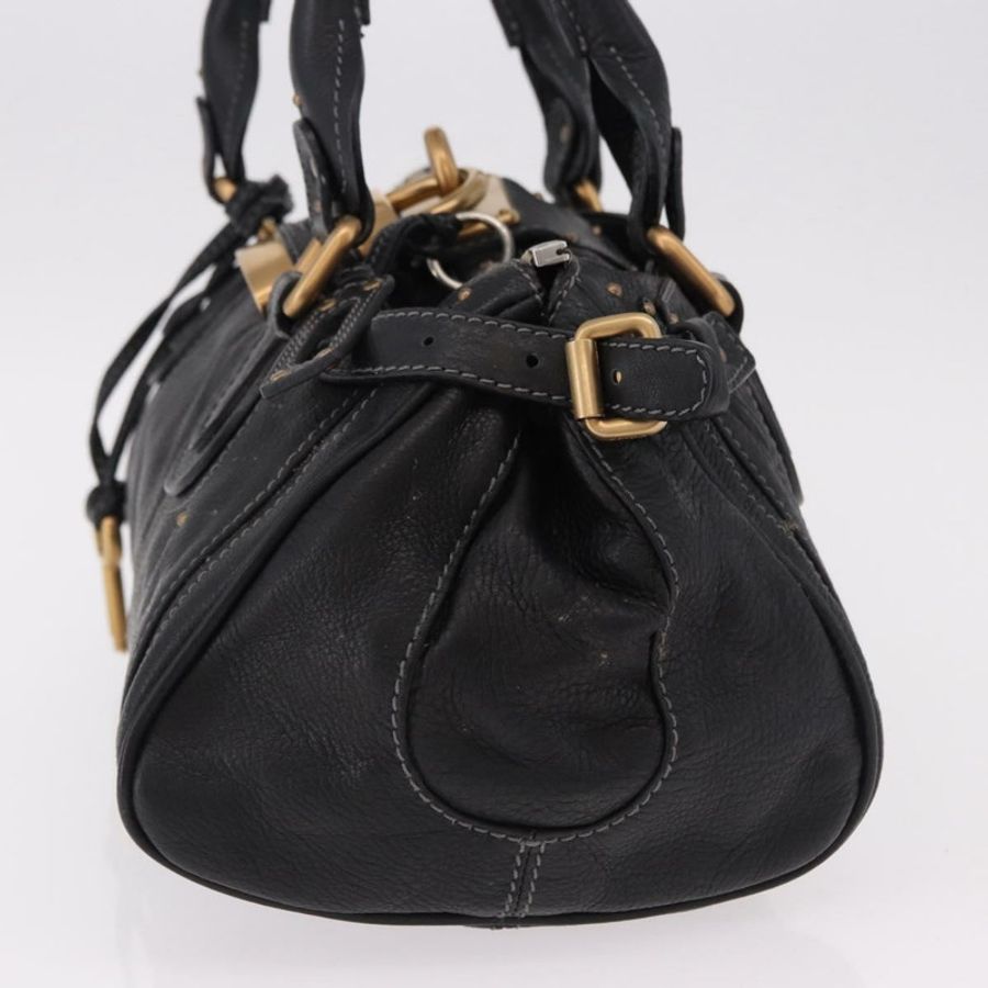 【日本直送】Chloe Paddington 手提包,黑色金色皮革,正品 SW2641M-2