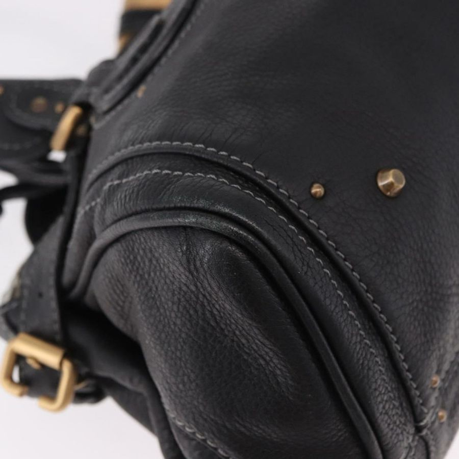 【日本直送】Chloe Paddington 手提包,黑色金色皮革,正品 SW2641M-8