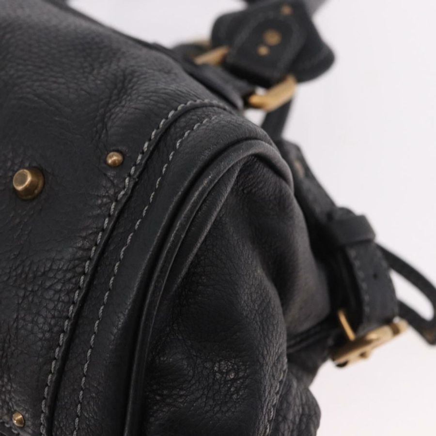 【日本直送】Chloe Paddington 手提包,黑色金色皮革,正品 SW2641M-16